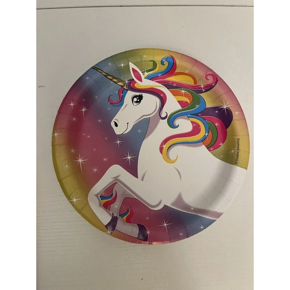 Unicorn Rainbow Party Pack for 16 People | Cake Plates & Napkins